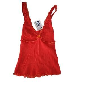Vintage Victoria Secret Camisole Size M Red Mesh Coquette Fairycore 90s Y2K
